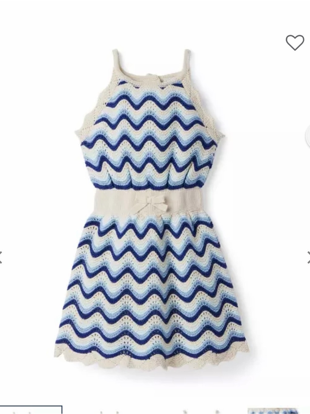 Janie and Jack Cream & Blue Crochet Halter Dress size 7